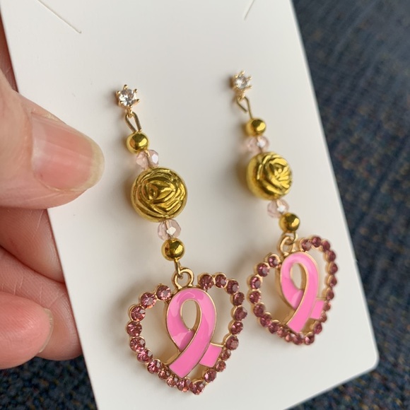 Handcrafted Pink Hope Dangling Earrings - Picture 4 of 5
